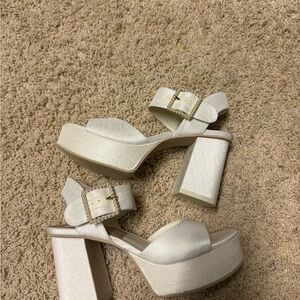 Bobby Pearl Buckle Platform Heels